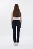 Kadın Likralı Lacivert Düz Jean Pantolon - 6