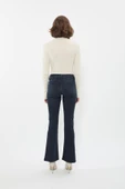 Kadın Likralı İspanyol Paça Slim Flare Lacivert Jean Pantolon - 4