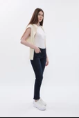 Kadın Likralı Lacivert Düz Jean Pantolon - 4