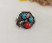 Kırmızı Lal Taşı Mavi Taş Tasarım Kadın Yüzük Ayarlanabilir Ölçü - 1