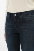 Kadın Likralı İspanyol Paça Slim Flare Lacivert Jean Pantolon - 5