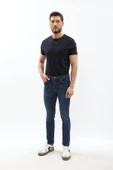 Erkek Slim Fit Likralı Mavi Jean Pantolon - 3