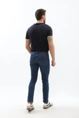 Erkek Slim Fit Likralı Mavi Jean Pantolon - 5