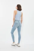 Kadın Yüksek Bel Likralı Açık Mavi Skinny Fit Jean Pantolon - 3