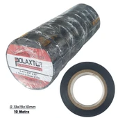 Polaxtor İzole Bant Siyah 10mt 0.13x19x10mm 1.Kalite Pvc 10 Adet PK-6588 - 1