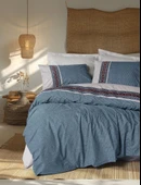 Cotton Box Folk Art Çift Kişilik Nevresim Takımı Polku Gri thumbnail 1