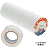 Polaxtor İzole Bant Beyaz 10mt 0.13x19x10mm 1.Kalite Pvc 10 Adet PK-6589 - 1