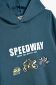 Koton Erkek Çocuk Kapşonlu Sweatshirt Motosiklet Baskılı Uzun Kollu - 3