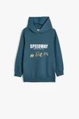Koton Erkek Çocuk Kapşonlu Sweatshirt Motosiklet Baskılı Uzun Kollu - 1