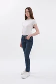 Kadın Çift Düğmeli Dar Jean Pantolon - 6