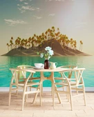 Palmiye ve Ada Manzaralı Duvar Kağıdı thumbnail 5