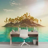 Palmiye ve Ada Manzaralı Duvar Kağıdı thumbnail 4