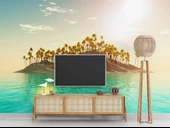 Palmiye ve Ada Manzaralı Duvar Kağıdı thumbnail 3