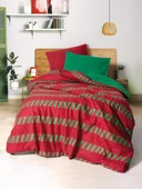 Cozy Home Festive Tek Kişilik Lastikli Çarşaflı Nevresim Takımı Holly Yeşil - 1