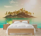 Palmiye ve Ada Manzaralı Duvar Kağıdı thumbnail 2