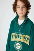 Koton Erkek Çocuk Sweatshirt Dik Yaka Yarım Fermuarlı Kolej Baskılı Pamuklu - 2