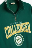 Koton Erkek Çocuk Sweatshirt Dik Yaka Yarım Fermuarlı Kolej Baskılı Pamuklu - 5