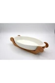 KRD Home Fırın Kabı Oval Ahşap Stantlı Ecr-14 Srm423 0505 - 1