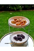 HUBBYCHEF 2 Katlı Sunumluk Porselen Tabaklı Gümüş Sunumluk - 3