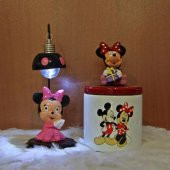 Minnie Mouse Işıklı Biblo Minnie Mouse Kalemlik 2Li Hediye Seti - 1
