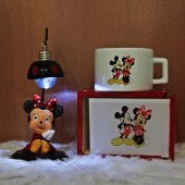 Minnie Mouse Işıklı Biblo Mickey Kutulu Kupa 2Li Hediye Seti - 1