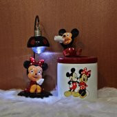 Minnie Mouse Işıklı Biblo Mickey Mouse Kalemlik 2Li Hediye Seti - 1