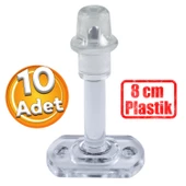 Plastik Kapı Pencere Arkası Şeffaf Renk Tampon 8 CM Vidalı Duvar Koruyucu Silikon Stoper 10 Adet thumbnail 1