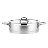 Nehir Silver Mat Trend 24 cm Sığ Kısa Çelik Tencere - 3