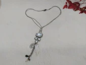 Otantik Swarovski Taşlı Çiçek Figürlü Sedef Tasarım Kolye - 1