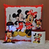 Minnie Mouse Işıklı Biblo Puf Yastık Kalemlik 3Lü Hediye Seti - 1