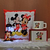 Minnie Mouse Işıklı Biblo Puf Yastık Kutulu Kupa 3Lü Hediye Set - 1