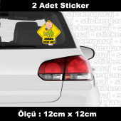 dikkat arabada bebek var sticker 2 ADET  - araba kask motosiklet laptop tablet pc atv uyumlu sticker 2 adet - 1