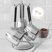 Nehir Modern 4 Parça Çelik Cezve Takımı - 1