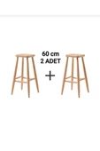 EFE AHŞAP SANATI 60 cm ( 2 ADET ) HAM AHŞAP KARE BAR TABURE SANDALYE - 1