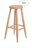 EFE AHŞAP SANATI 60 cm HAM AHŞAP YUVARLAK BAR TABURE SANDALYE - 1