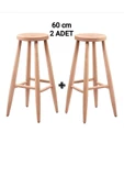 EFE AHŞAP SANATI 60 cm ( 2 ADET ) HAM AHŞAP YUVARLAK BAR TABURE SANDALYE - 1