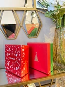 Kolix 2 Adet Yılbaşına Özel 20x20 cm Yeniyıl Dekoratif Hediye Kutusu Çam Ağacı ve Yeniyıl Desen - 3