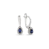 0,18 Karat Pırlantalı Safir Damla Anturaj Küpe - 1