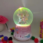 Sweet Dönme Dolap Önünde Aşıklar Işıklı Müzikli Püskürtmeli Kar Küresi - Pembe - 3