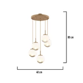 Apliqa Mirsad 5Li Yuvarlak Eskitme Tekli Retro Modern Sarkıt Avize thumbnail 4