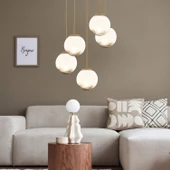 Apliqa Mirsad 5Li Yuvarlak Eskitme Tekli Retro Modern Sarkıt Avize thumbnail 1