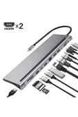 Bluesery 12 In 1 Usb C Hub Tipi C Adaptörü 4k Hdmı Vga Rj45 Lan Ethernet Sd/tf Hub 3.5mm Et-t12 - 5