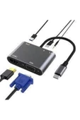 evotech  Hc-11 Macbook Uyumlu Type-c To Usb 3.0 1080p 4k Hdmı Vga Pd Aux Ses Girişli Çevirici Adaptör - 3