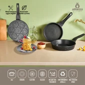 3 Parça Neşeli Emoji Granit Tava & İkili Döküm Tava Seti 3 Parça Neşeli Emoji Granit Tava & İkili Döküm Tava Seti - 1