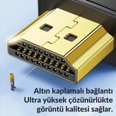 Polham Jasoz Altın Kaplama 1 Metre HD Series 120hz 8K HDMI to HDMI 2.1V HDMI Kablosu Görüntü Aktarım Kablosu - 4