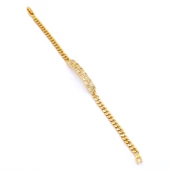 BZ Altın Kaplamalı Zirkon Taşlı Kadın Zincir Bileklik BLK-734 - 5