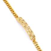 BZ Altın Kaplamalı Zirkon Taşlı Kadın Zincir Bileklik BLK-734 - 4