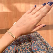 BZ Altın Kaplamalı Zirkon Taşlı Kadın Zincir Bileklik BLK-734 - 2