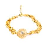 BZ 22 Ayar Altın Kaplama Rüzgar Model Zirkon Taşlı Bileklik BLK-309 - 1