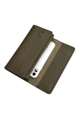 Haki Hakiki Deri Spor Dikiş Detaylı Gizli Mıknatıslı Kadın Portföy Cüzdan thumbnail 3